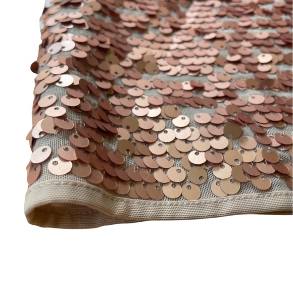 EUC BCBG Max Azria Copper Sequined Dress Sz Small Party Gala Formal Prom Event - Picture 4 of 9